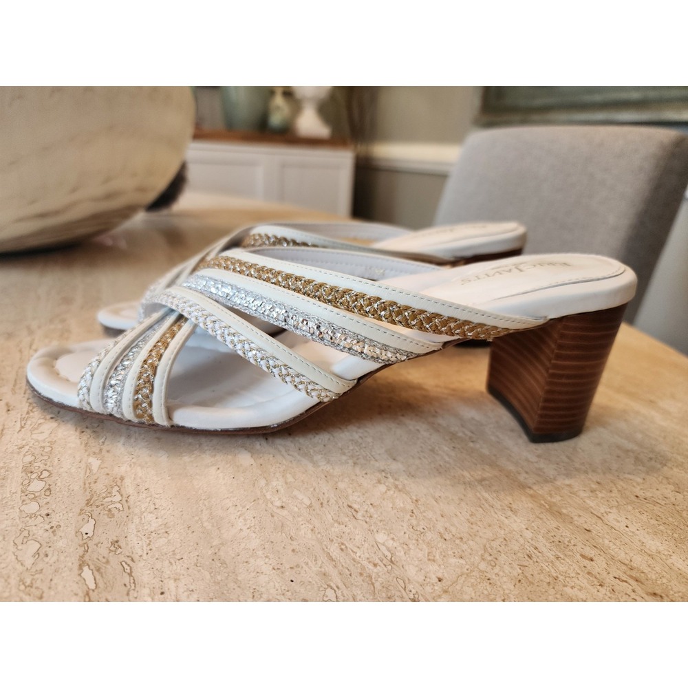 Eric Javits 10.5 N Cross Strap Block Heel Sandals Worn 1X